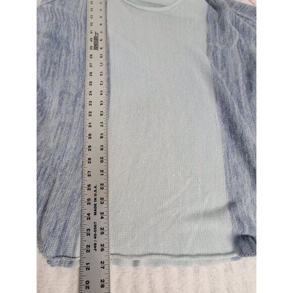 Wooden Ships Womens Light Blue Colorblock Boat Neck Knit Poncho Sweater M/L - Picture 9 of 9